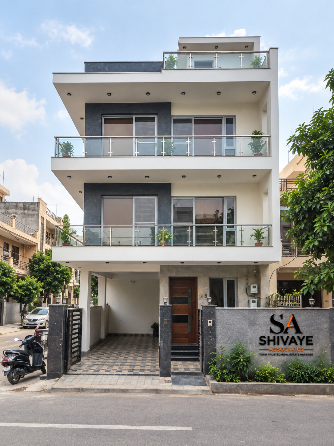 Modern multi-story residential building representing Shivaye Associates heritage real estate dealings